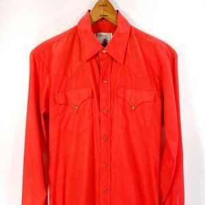 Vintage H Bar C California RanchWear Pearl Snap Red Western Shirt Men's 15 1/2